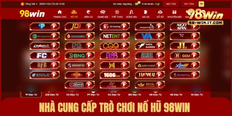 Hệ thống nhà cung cấp game nổ hũ đổi thưởng chất lượng tại 98win